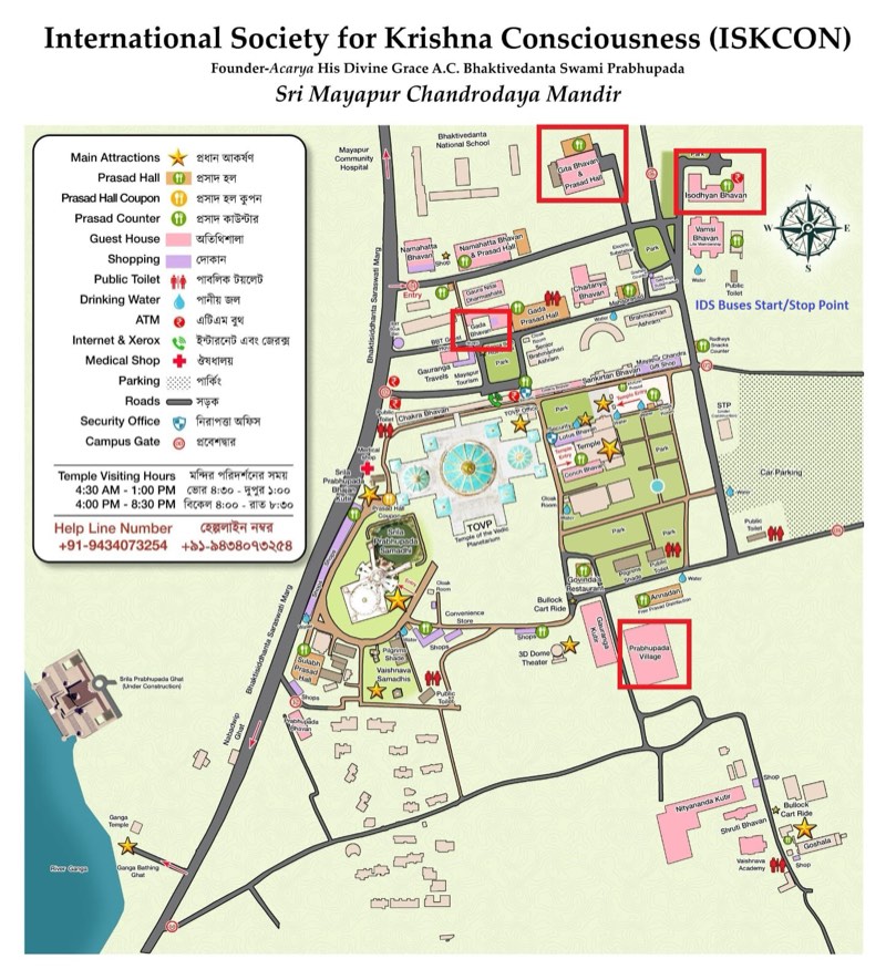 Map of the ISKCON Sri Mayapur Chandrodaya Mandir campus